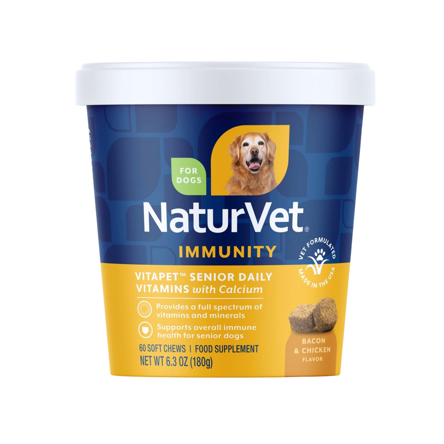 Vitaminas Masticable NaturVet para Perro Senior 60 unidades