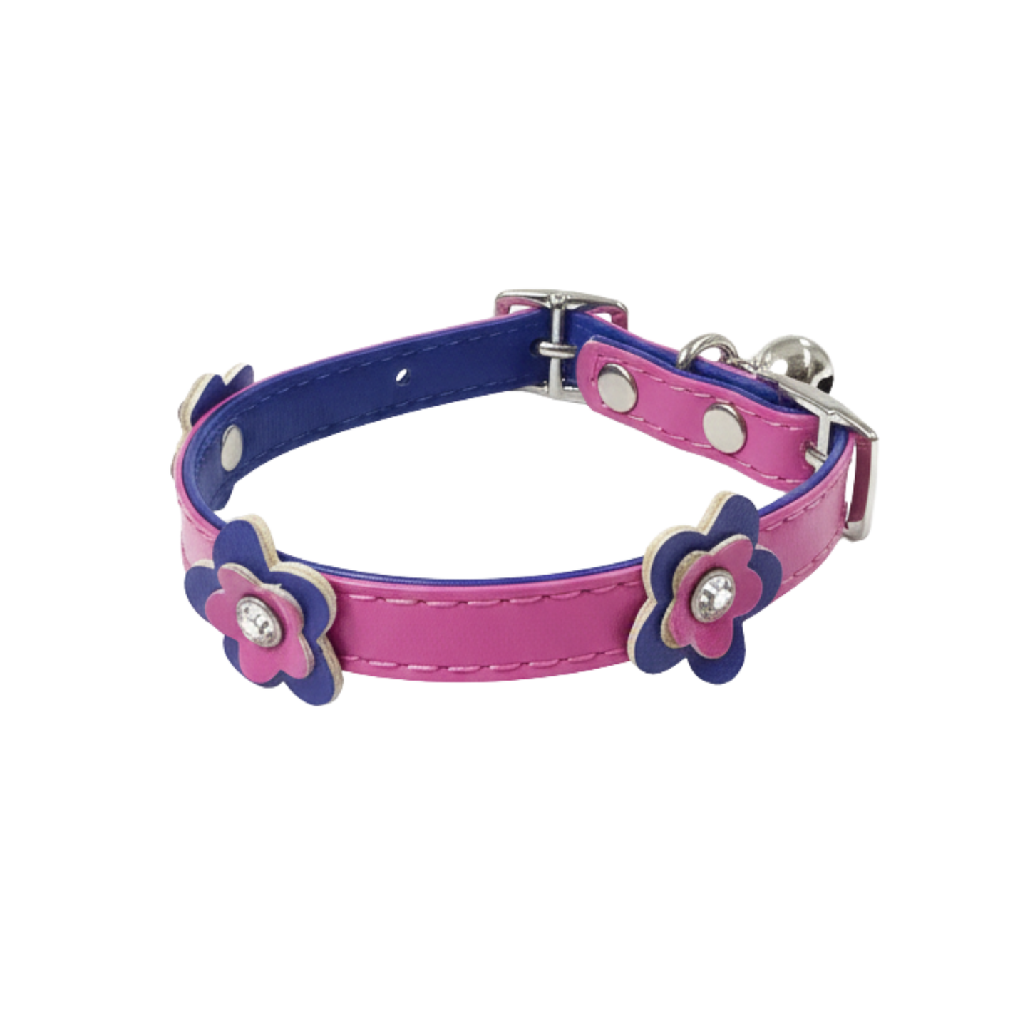 Collar Fashion Para Gatos- Flores Rosa Morado
