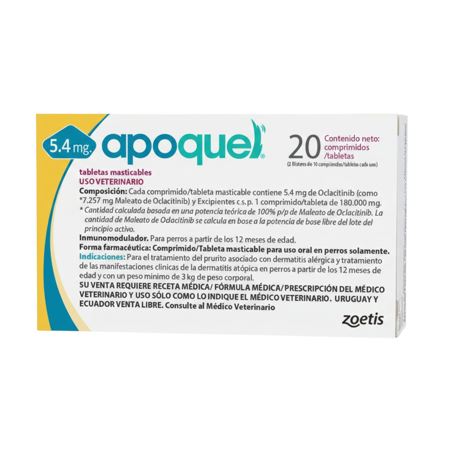 Apoquel 5.4 Mg/ Masticable Caj.20 Tabletas