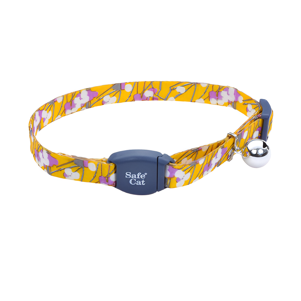 Collar Amarillo con Flores Rosa para Gato