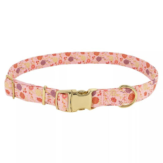 Collar Para Mascota Metalico Flores Rosa