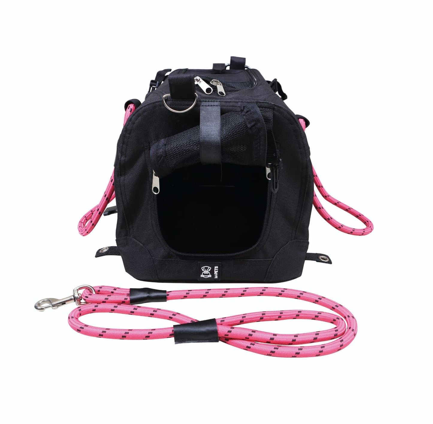 Transportadora Negra Con Correa Rosa