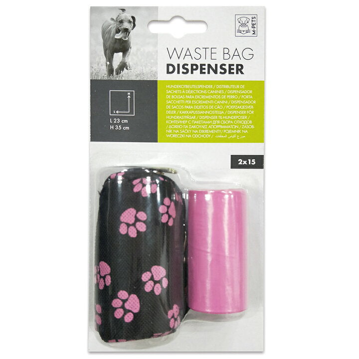 Dispensador Rosado y Bolsas para Desechos M-Pets