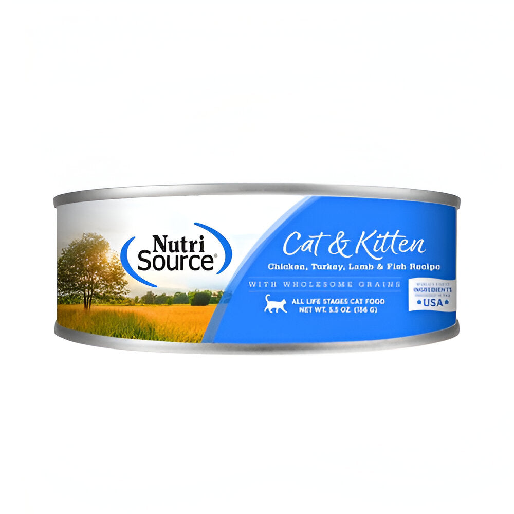 NutriSource Lata Gato y Gatito Pollo, Pavo y Cordero Pescado 5 Oz