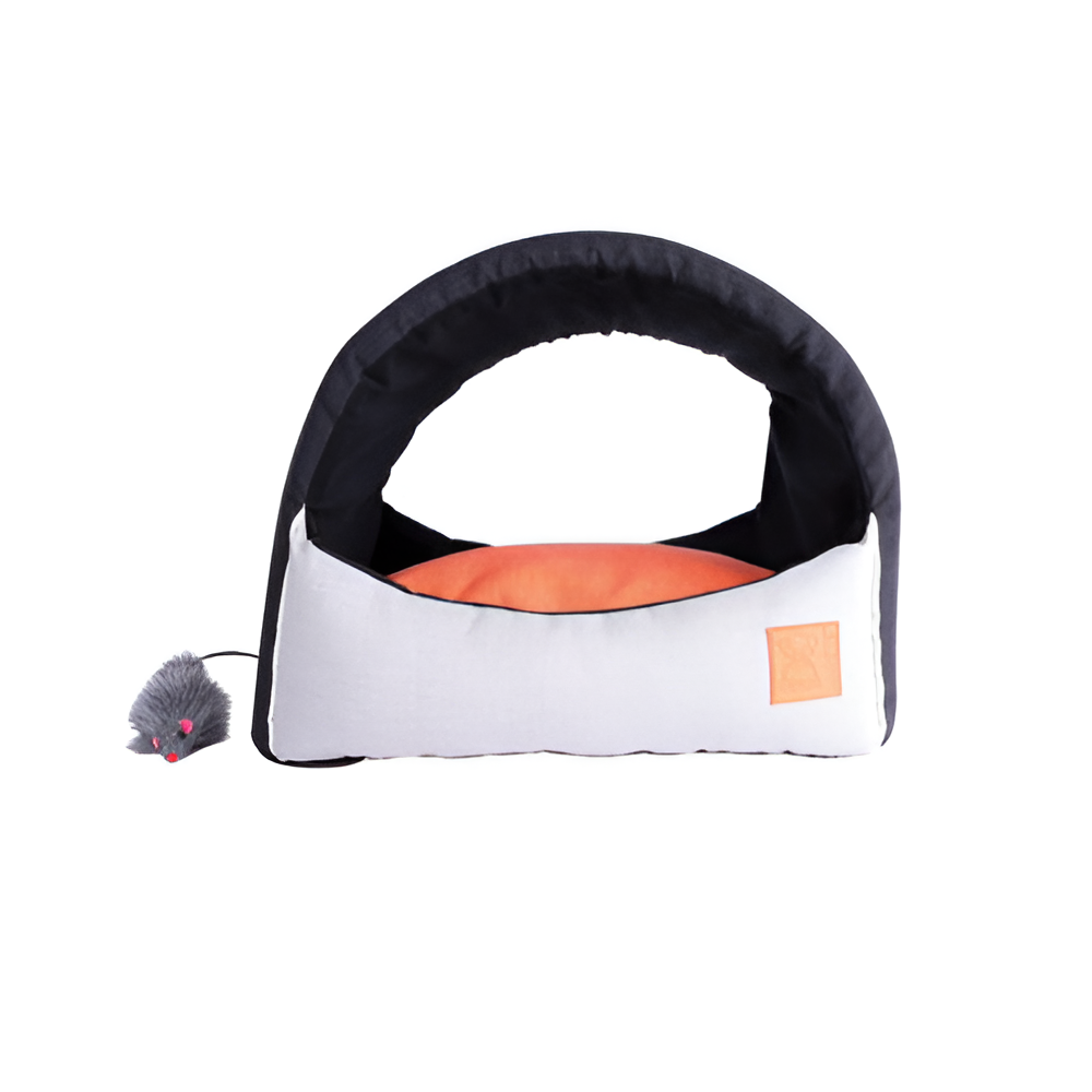 Camita Con Ratón Para Gato Gris Naranja