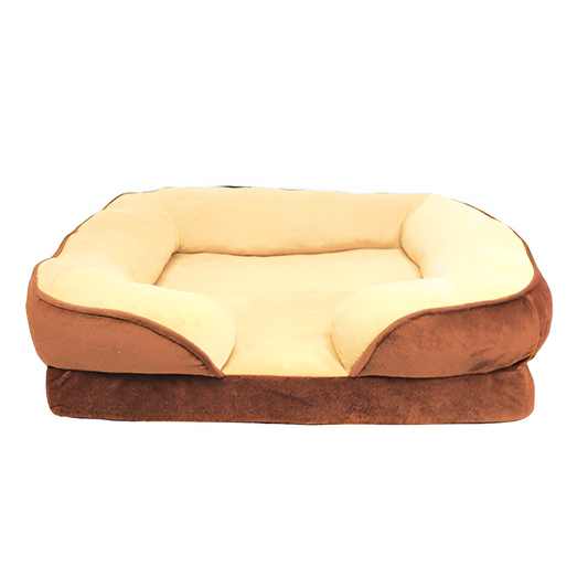 Cama para Mascota Alta Afelpada Chocolate/Crema