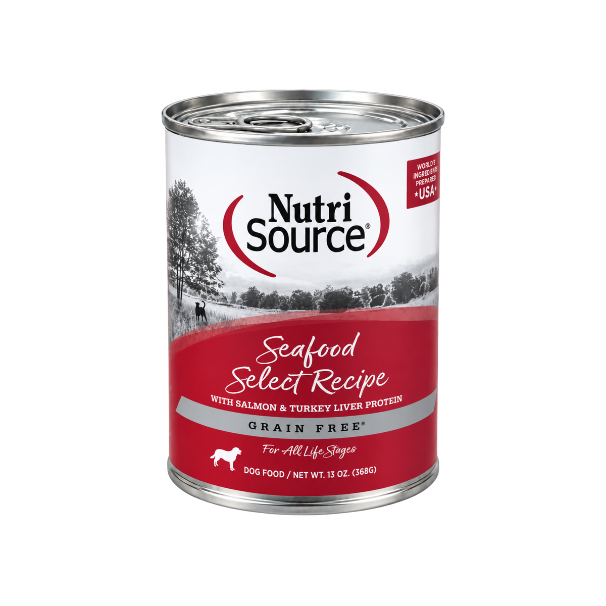 Alimento NutriSource en Lata perro GF de Mariscos 13Oz