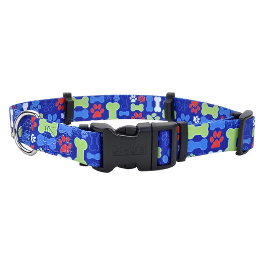 Collar Azul Multi Hueso 1"x18"-26"