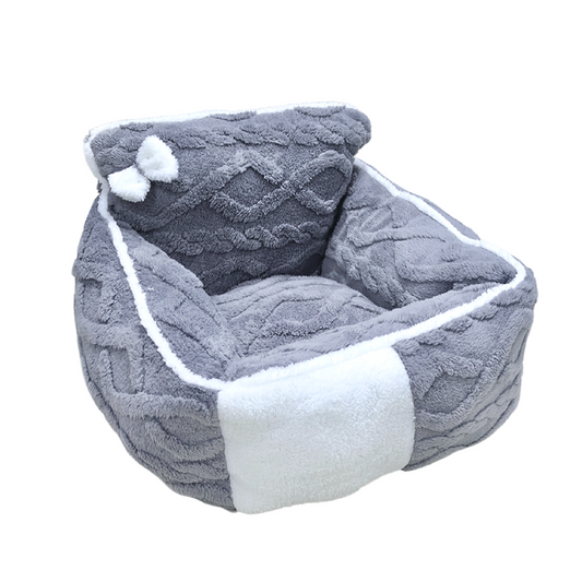 Cama Cuadrada Para Mascota- Gris Afelpada