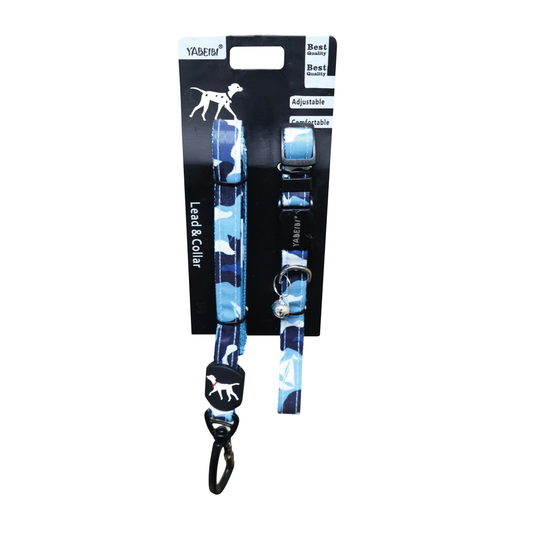 Collar y Guia Azul 16"