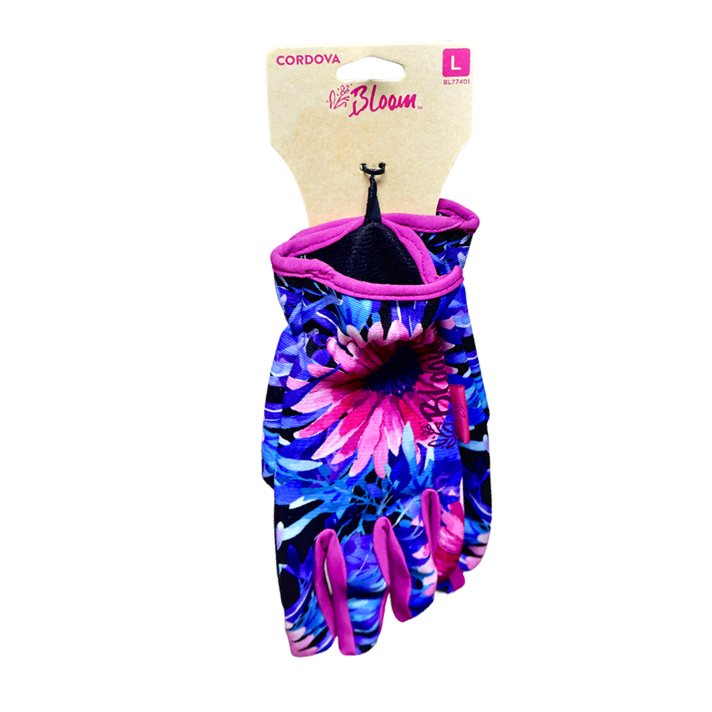 Guantes Jardín Dama Flores Rosas y Azules- L