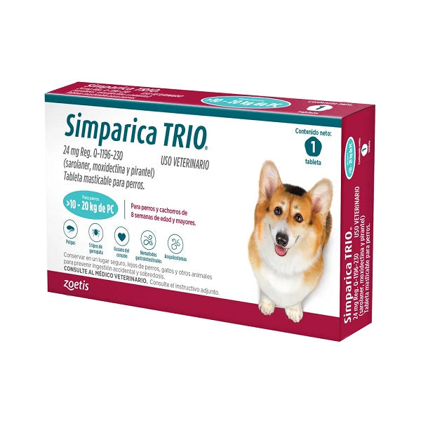 Desparasitante Externo Para Perros Simparica Trio 1 Tableta
