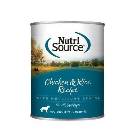 Alimento NutriSource en Lata Perro de Pollo y Arroz 13Oz