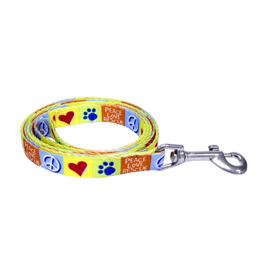Guia Para Mascota Amarilla Peace Love - 4 Pulgadas