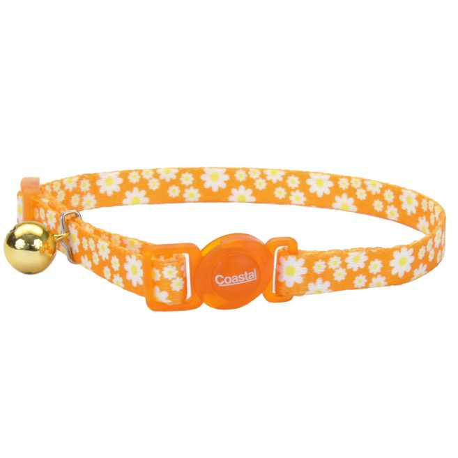 Collar Naranja con Flores Blancas para Gato