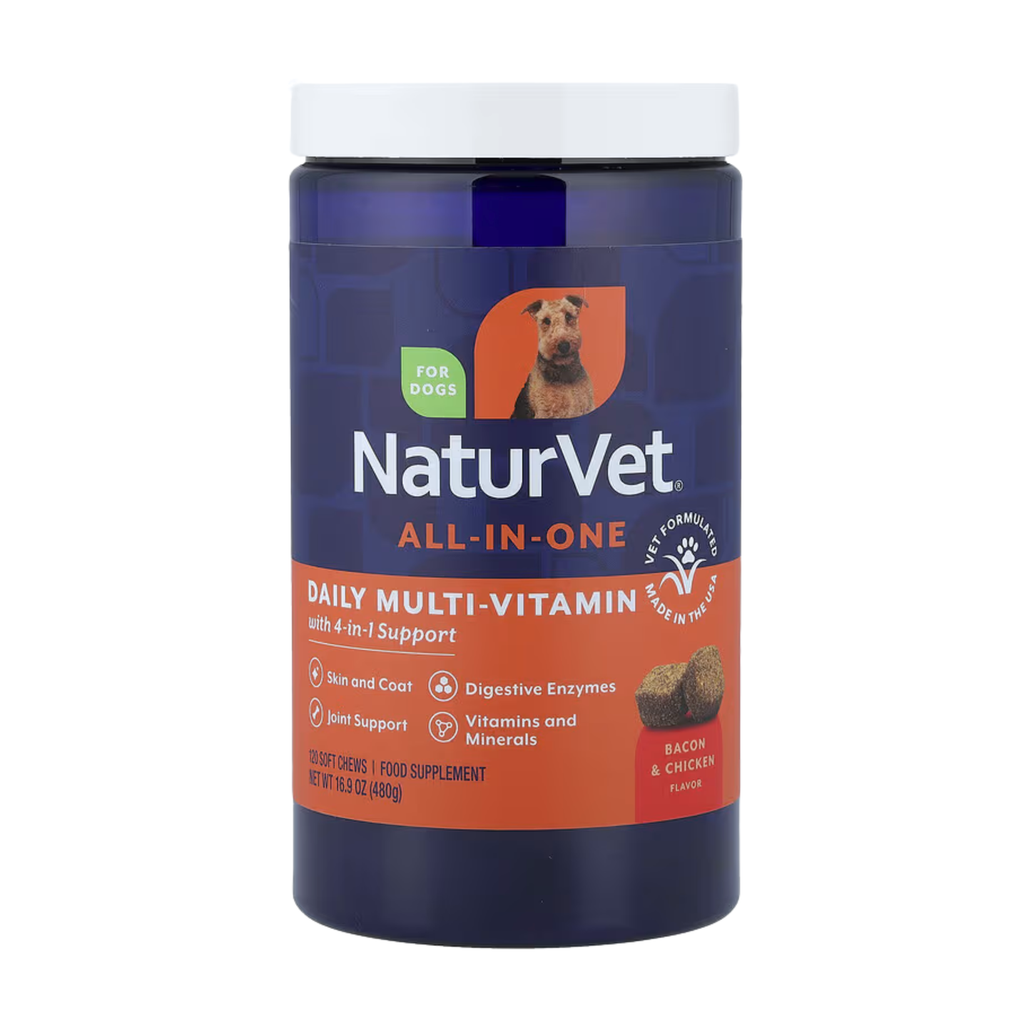 NaturVet Vitaminas Masticables Para Perros 120Und