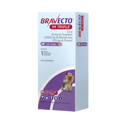 Desparasitanre Externo e Interno para Perro Bravecto Triple 1 M