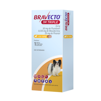 Desparasitanre Externo e Interno para Perro Bravecto Triple 1 M