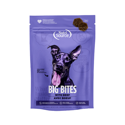 Snack para Perro NutriOurce Grain Free Bocados Grandes con sabor a Carne 14 Oz.