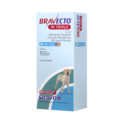 Desparasitanre Externo e Interno para Perro Bravecto Triple 1 M