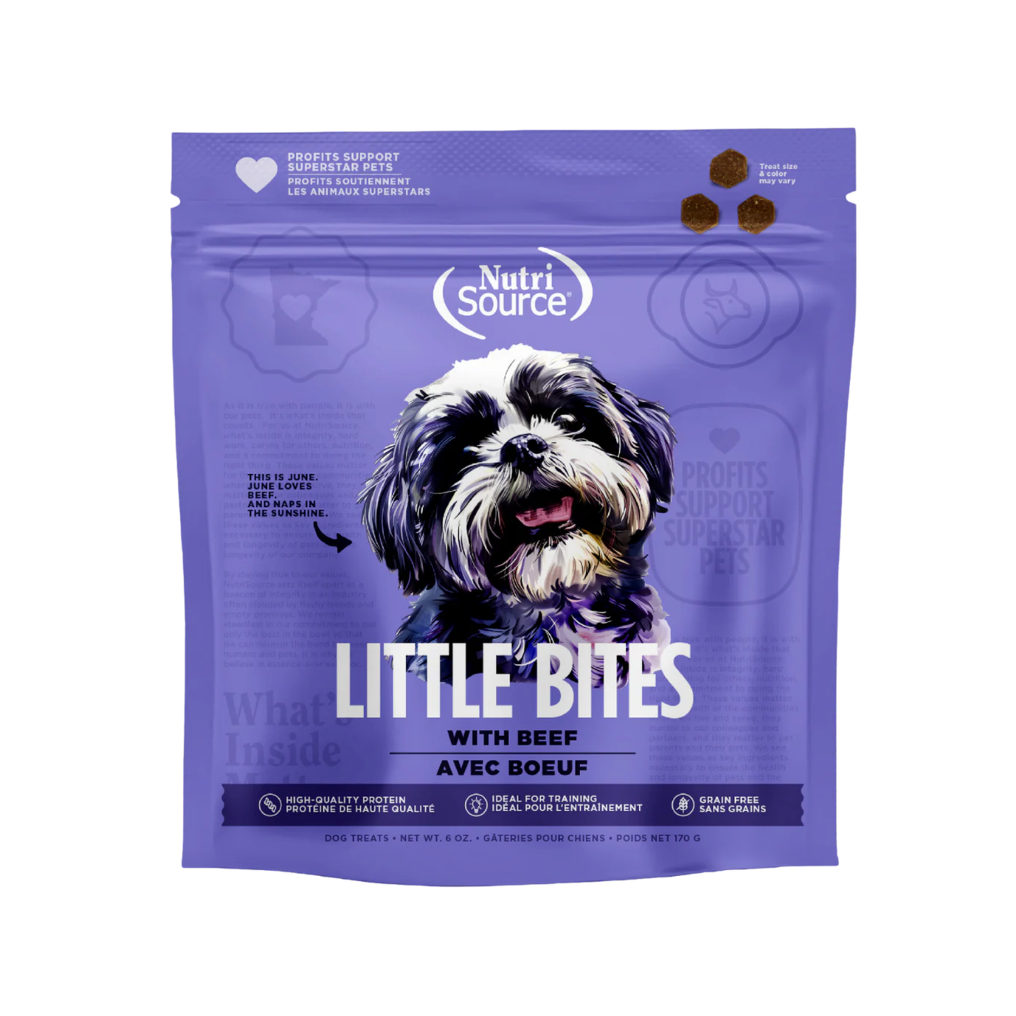 Snack para Perro NutriSource Grain Freen Bocados Pequeños con sabor a carne 6 Oz.