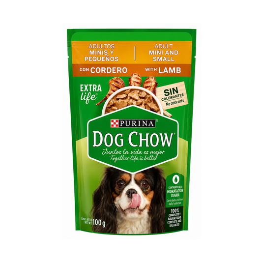 Pouch Dog Chow Adulto Raza Pequeña Cordero 100g
