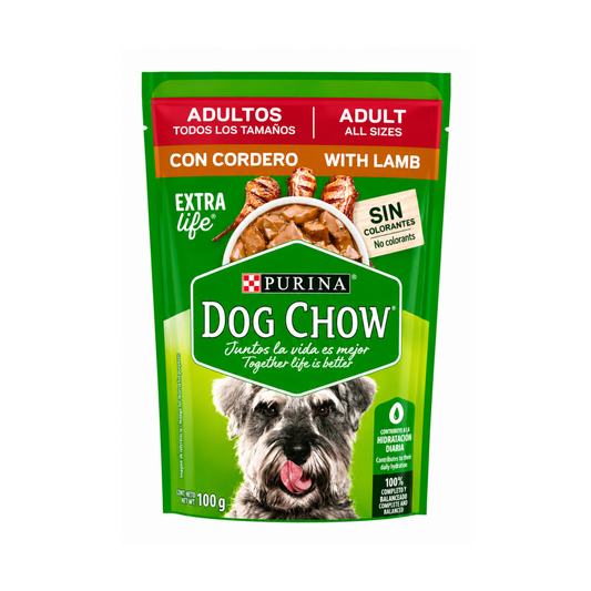 Pouch Dog Chow Adulto Cordero 100g