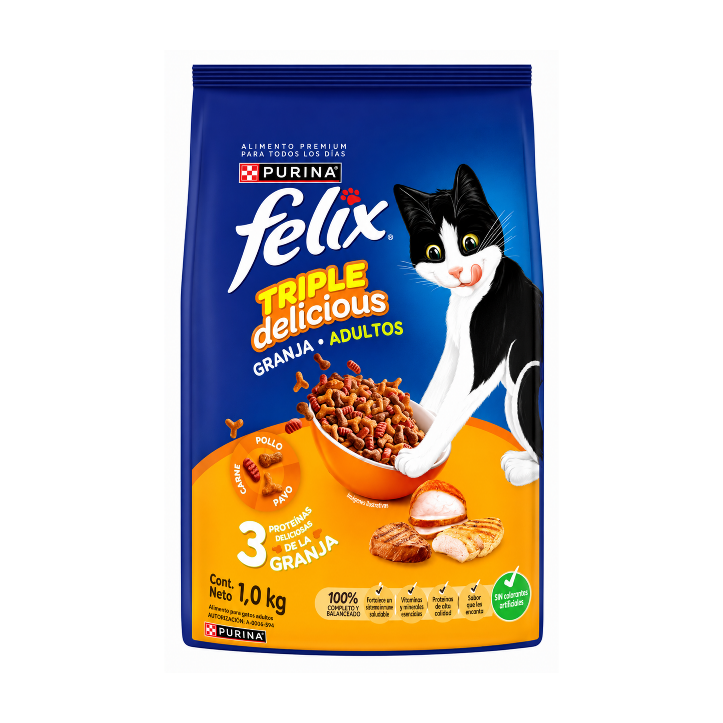 Alimento Felix Delicias de la Granja Adulto 1Kg