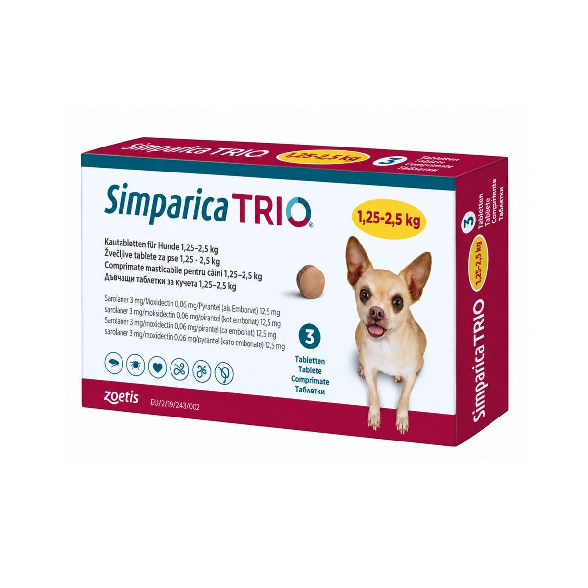 Desparasitante Externo Para Perros Simparica Trio 1 Tableta