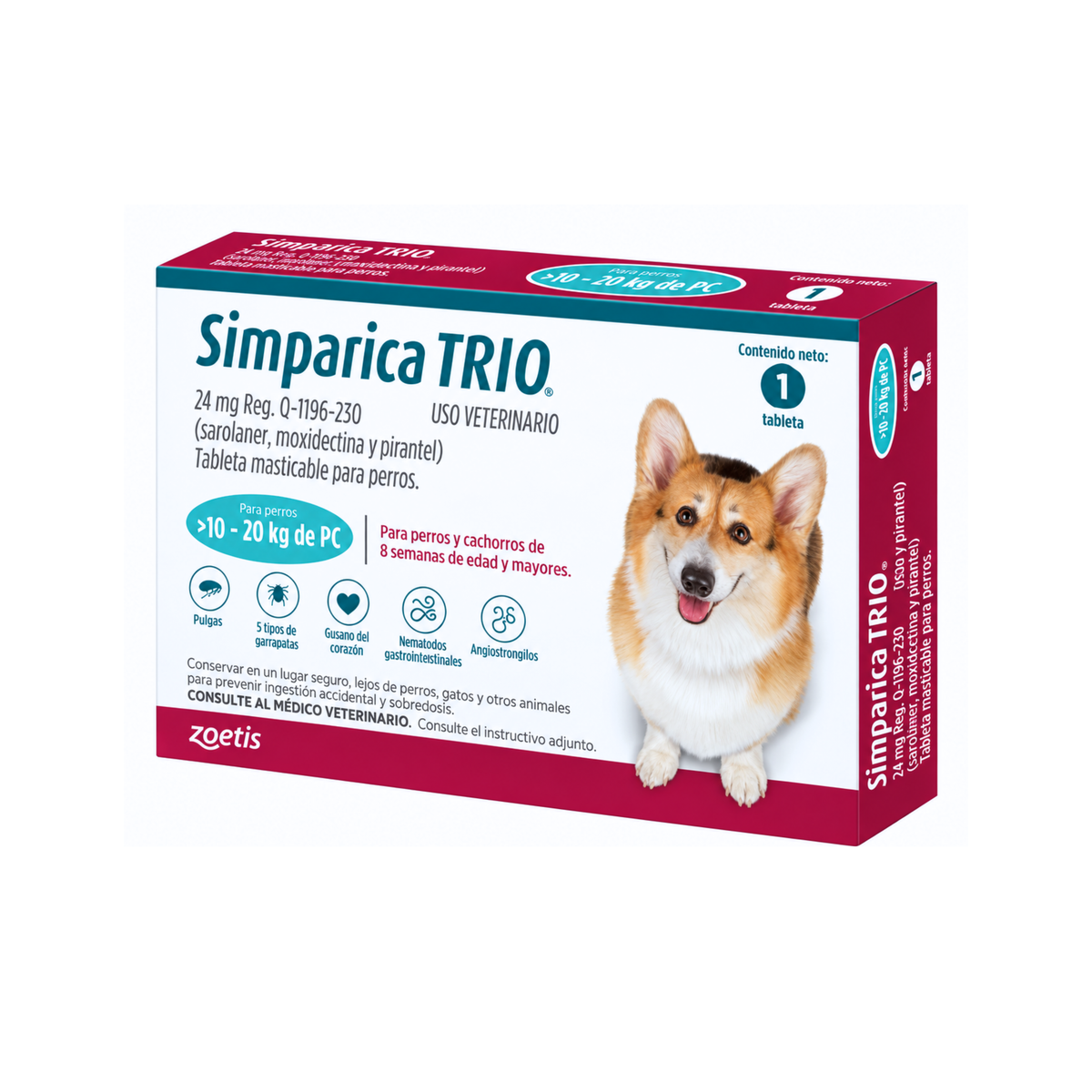 Desparasitante Externo Para Perros Simparica Trio 1 Tableta