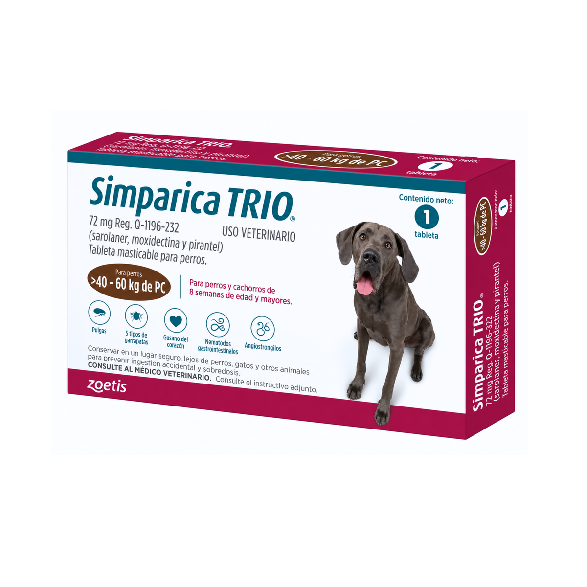 Desparasitante Externo Para Perros Simparica Trio 1 Tableta