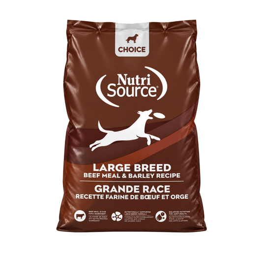 Alimento Nutri Source para perros raza grande de carne y cebada 40LB