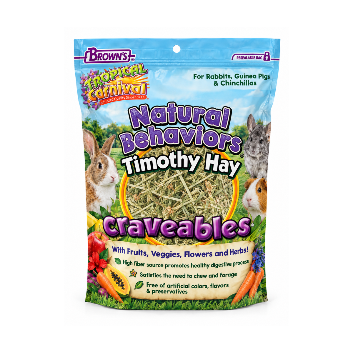 Heno tropical carnival con vegetales y frutas 24Oz