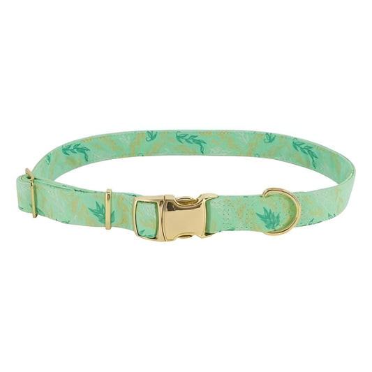 Collar Metalico Hojas Verdes 5/8"x 8"