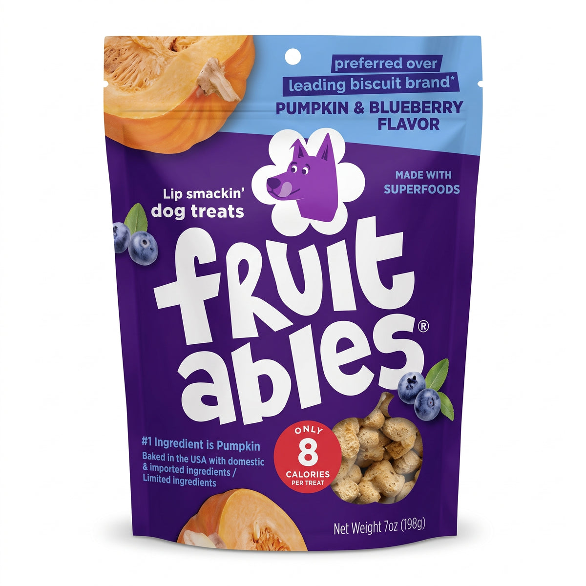 Fruit snack crunch para perros sabor a mora azul 7Oz