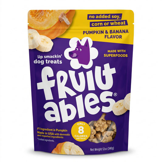 Snack de fruta para perros calabaza y banana 12Oz