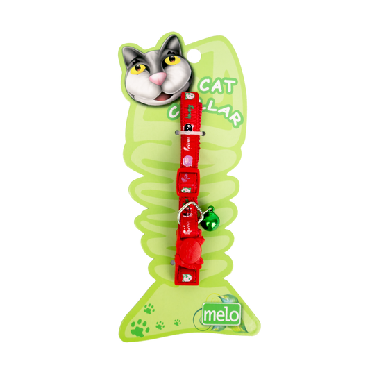 Collar Rojo Para Gato Con Campana Verde