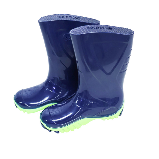Bota Pvc Azul y Verde Neon #34