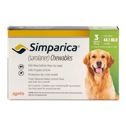 Desparasitante Externo Para Perros Simparica Caja de 3 Tabletas