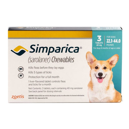 Desparasitante Externo Para Perros Simparica Caja de 3 Tabletas