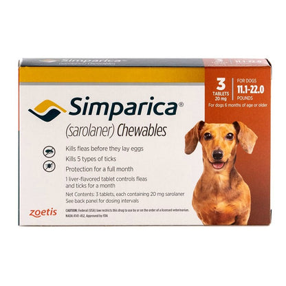 Desparasitante Externo Para Perros Simparica Caja de 3 Tabletas