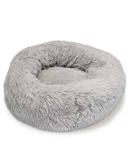 Cama para Mascotas Redonda Afelpada Gris