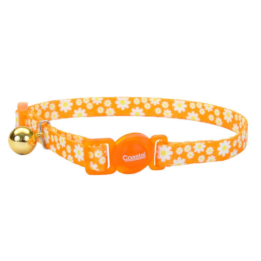 Collar para Gato de Color Naranja con Diseño de Florecitas