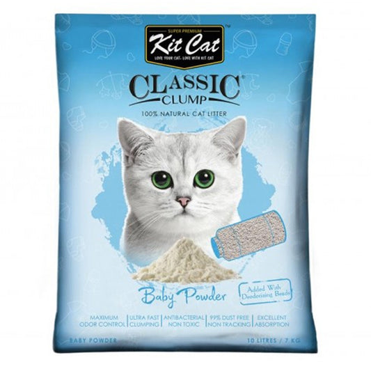 Arena para Gato KitCat Classic Clump Polvo Baby Powder 10 L