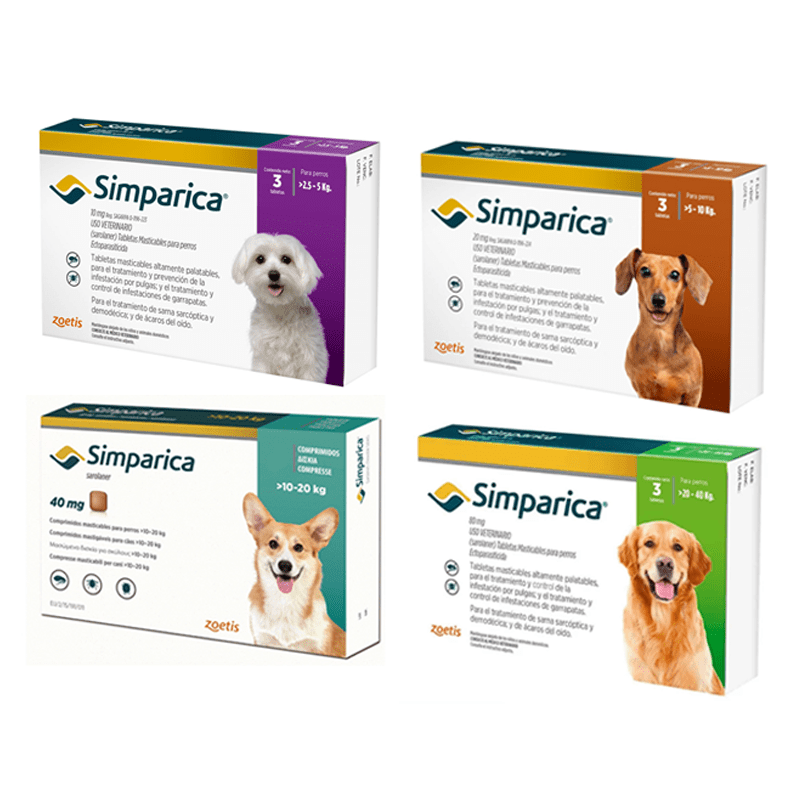 Desparasitante Externo Para Perros Simparica Caja de 3 Tabletas